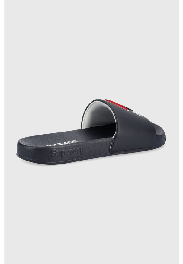 Superdry klapki męskie kolor granatowy. Kolor: niebieski. Materiał: guma