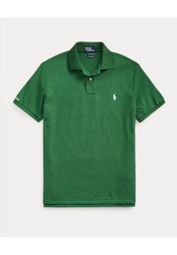 Ralph Lauren - RALPH LAUREN - Zielona koszulka The Earth Custom Slim Fit. Typ kołnierza: polo. Kolor: zielony. Materiał: prążkowany, tkanina. Wzór: haft. Styl: klasyczny #3