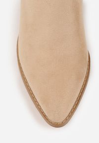 Renee - Beżowe Ażurowe Botki Kowbojki VICES na Słupku Falenatea. Okazja: na co dzień. Kolor: beżowy. Materiał: jeans. Wzór: ażurowy. Sezon: wiosna. Obcas: na słupku. Styl: casual, elegancki, klasyczny #2