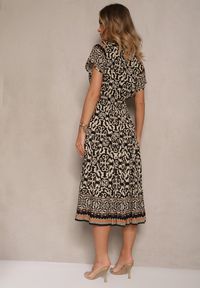 Renee - Czarna Sukienka z Bawełny Ozdobiona Ornamentnym Motywem Fillena. Kolor: czarny. Materiał: bawełna. Wzór: aplikacja #2