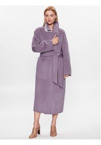 Calvin Klein Płaszcz wełniany K20K205855 Fioletowy Regular Fit. Kolor: fioletowy. Materiał: wełna #4
