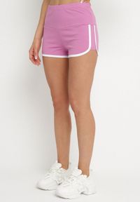 Born2be - Fioletowe Bawełniane Szorty Dresowe z Lamówką Lirevive. Okazja: na co dzień, na spacer. Kolor: fioletowy. Materiał: bawełna, dresówka. Styl: sportowy, casual, elegancki, klasyczny