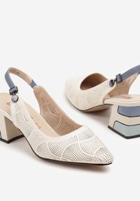 Renee - Beżowe Ażurowe Sandały na Słupku ze Skórzaną Wkładką Milanelle. Okazja: na co dzień. Kolor: beżowy. Materiał: skóra. Wzór: ażurowy. Obcas: na słupku. Styl: casual, klasyczny, elegancki #2