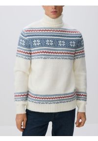 Reserved - Sweter ze świątecznym wzorem - złamana biel. Materiał: dzianina. Styl: wizytowy #1