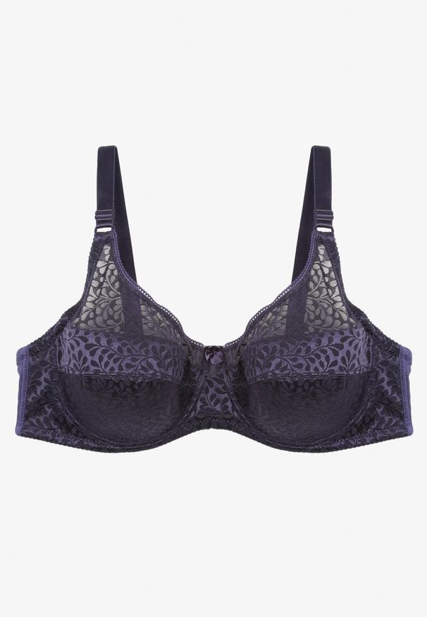 Renee - Granatowy Koronkowy Biustonosz Full Cup Vikiiloni. Kolekcja: plus size. Kolor: niebieski. Materiał: koronka