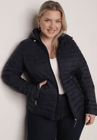 Born2be - Granatowa Pikowana Kurtka Przejściowa z Odpinanym Kapturem Tidesse. Kolor: niebieski. Materiał: poliester, jeans #8