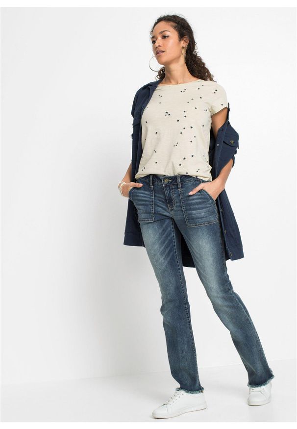 bonprix - Dżinsy BOOTCUT. Kolor: niebieski