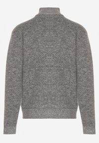 Born2be - Szary Kardigan w Jodełkę na Suwak z Polarową Wyściółką Iwedara. Okazja: na co dzień. Kolor: szary. Materiał: polar. Wzór: jodełka. Styl: casual, sportowy #2