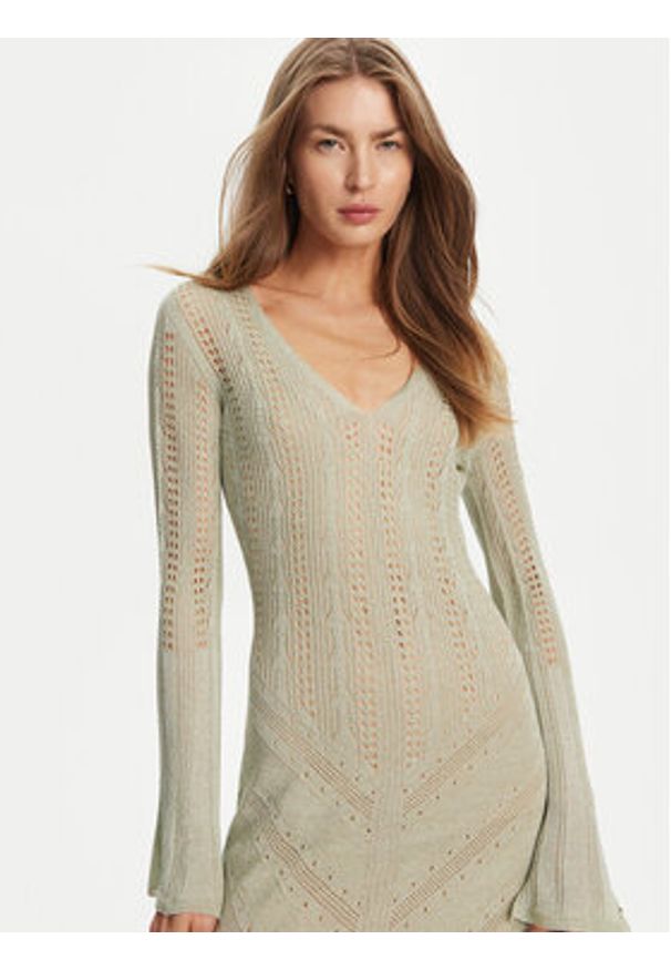 TwinSet - TWINSET Sukienka dzianinowa 251TT3180 Beżowy Slim Fit. Kolor: beżowy. Materiał: syntetyk