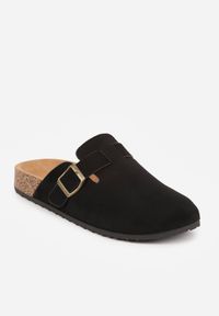 Born2be - Czarne Klapki w Stylu Chodaków na Korkowej Podeszwie z Klamrą Saleilla. Okazja: na co dzień. Kolor: czarny. Materiał: jeans. Sezon: lato. Styl: klasyczny, casual #5