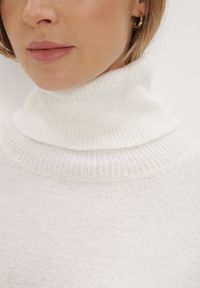 Born2be - Biała Sukienka Dzianinowa Classificator. Okazja: na co dzień. Typ kołnierza: golf. Kolor: biały. Materiał: dzianina. Długość rękawa: długi rękaw. Sezon: zima, jesień. Typ sukienki: proste. Styl: casual #2