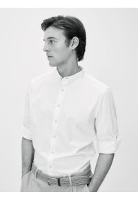 Reserved - Bawełniana koszula slim fit - biały. Kolor: biały. Materiał: bawełna