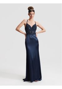 Swing Sukienka wieczorowa 5AG030HK Granatowy Slim Fit. Kolor: niebieski. Materiał: syntetyk. Styl: wizytowy