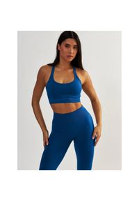 BESHAPED - Stanik Fitness BeShaped Gym Queen Bezszwowy. Kolor: niebieski. Materiał: nylon. Sport: fitness