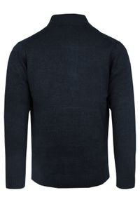 Męski Sweter Rozpinany na Guziki - Brave Soul - Granatowy. Kolor: niebieski. Materiał: akryl