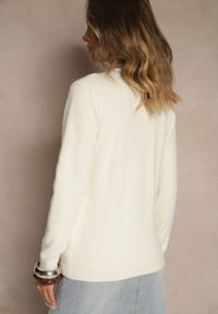 Renee - Jasnobeżowy Sweter z Wełną ze Ściągaczami Furrive. Kolor: beżowy. Materiał: wełna