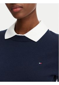 TOMMY HILFIGER - Tommy Hilfiger Sweter Cable Fine WW0WW44984 Granatowy Regular Fit. Kolor: niebieski. Materiał: syntetyk #4