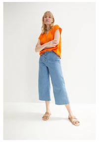 bonprix - Bluzka muślinowa z krótkim rękawem, z czystej bawełny. Typ kołnierza: dekolt w serek. Kolor: pomarańczowy. Materiał: bawełna. Długość rękawa: krótki rękaw. Długość: krótkie #2