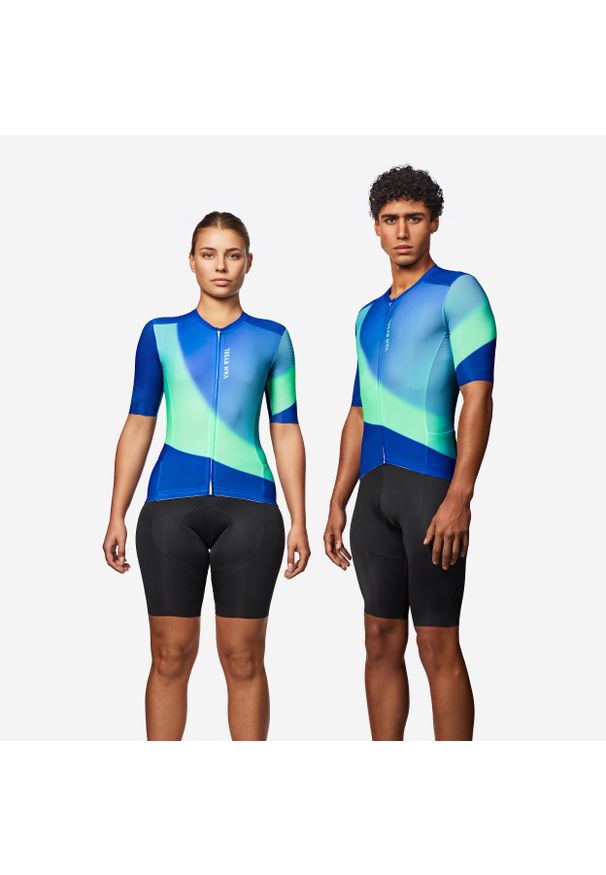 VAN RYSEL - Koszulka rowerowa szosowa Van Rysel Racer 2 LTD. Kolor: niebieski. Materiał: poliester, materiał, elastan. Sport: kolarstwo