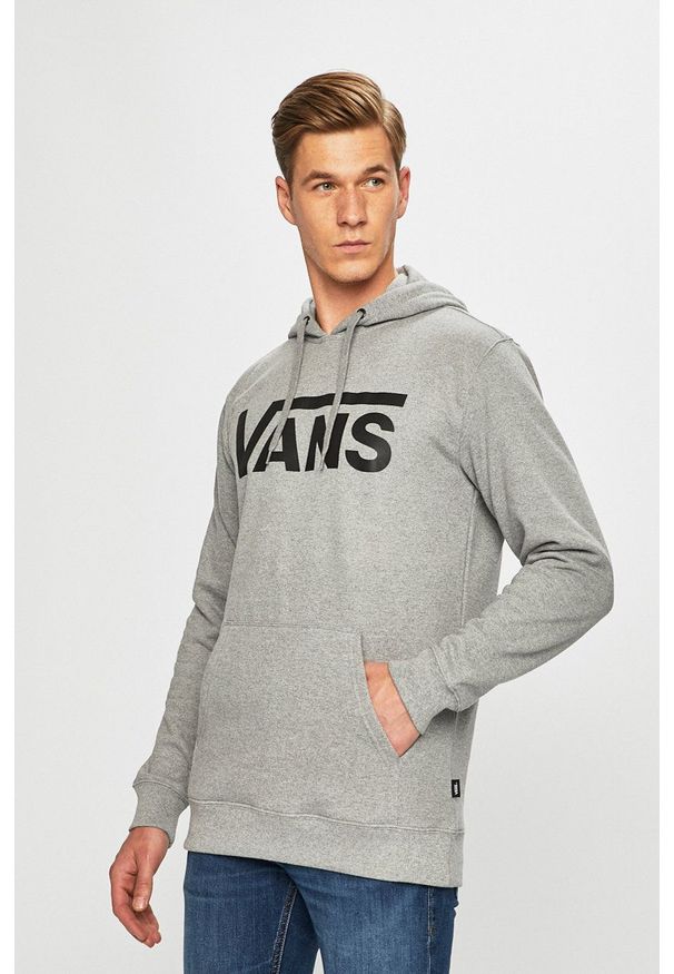 Vans - Bluza. Okazja: na co dzień. Typ kołnierza: kaptur. Kolor: szary. Materiał: dzianina. Wzór: nadruk. Styl: casual