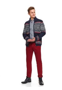 TOP SECRET - Spodnie tkaninowe z paskiem dopasowane. Okazja: na co dzień. Kolor: czerwony. Materiał: tkanina. Sezon: zima. Styl: casual #2
