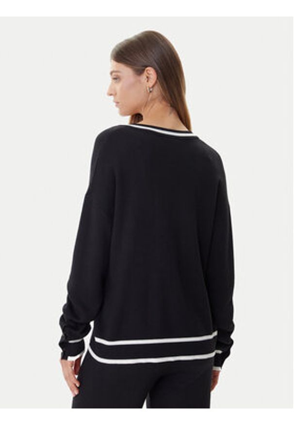 Liu Jo Sport Sweter TF5229 MS59L Czarny Regular Fit. Kolor: czarny. Materiał: wiskoza, syntetyk. Styl: sportowy