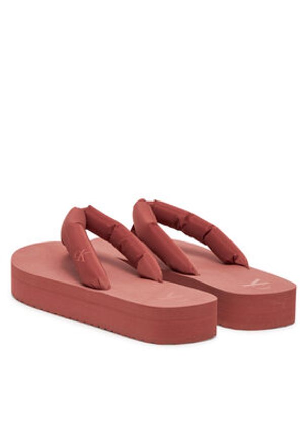 Calvin Klein Jeans Japonki Beach Sandal Flatform Ttxr Satin YW0YW01723 Brązowy. Kolor: brązowy. Materiał: materiał