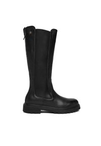 TOMMY HILFIGER - Tommy Hilfiger Kozaki Th Lthr Cleated Long Boot FW0FW08985 Czarny. Kolor: czarny. Materiał: skóra #1