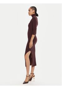 Elisabetta Franchi Sukienka dzianinowa AM-23B-56E2-V390 Bordowy Slim Fit. Kolor: czerwony. Materiał: lyocell