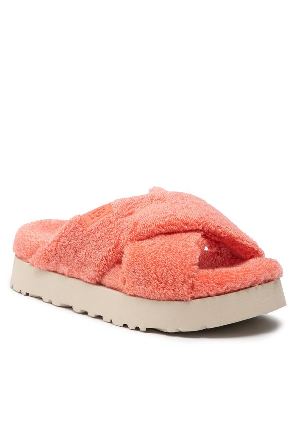Klapki Ugg W Fuzz Sugar Terry Cross Slide 1126385 Pblss. Kolor: pomarańczowy. Materiał: materiał