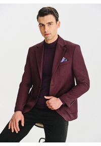 Pako Lorente - PAKO LORENTE – Bordowa marynarka z wełną i jedwabiem. Kolor: czerwony. Materiał: jedwab, wełna. Wzór: prążki #3