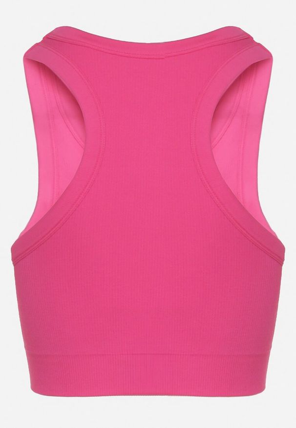 Born2be - Fuksjowy Prążkowany Top Sportowy z Wyjmowanymi Miseczkami Ivafa. Kolor: różowy. Materiał: prążkowany. Styl: sportowy