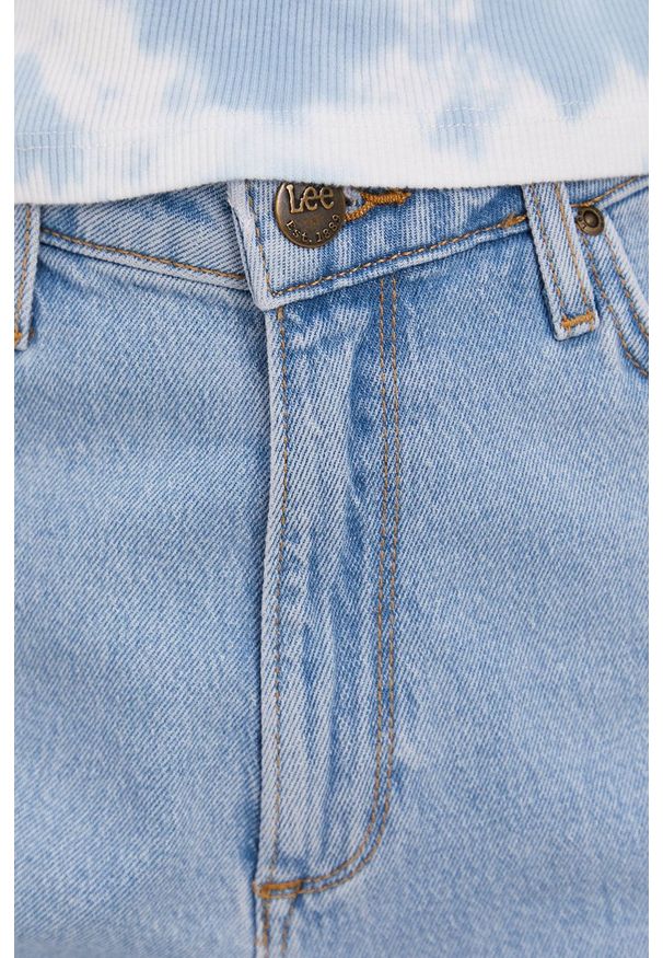 Lee - Szorty jeansowe. Stan: podwyższony. Kolor: niebieski. Materiał: jeans