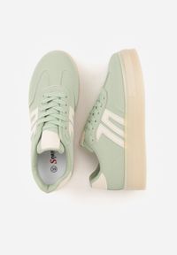 Born2be - Zielone Sneakersy Kultowe Tenisówki na Platformie Hlalna. Kolor: zielony. Materiał: jeans. Szerokość cholewki: normalna. Sezon: wiosna. Obcas: na platformie #3