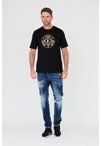 Just Cavalli - JUST CAVALLI Czarny męski t-shirt Fiche Gold, Rozmiar S. Kolor: czarny #3