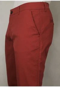 Rigon - Męskie Spodnie Bawełniane, Chinosy, Zwężane, Ceglaste. Kolor: czerwony. Materiał: lycra, bawełna #3