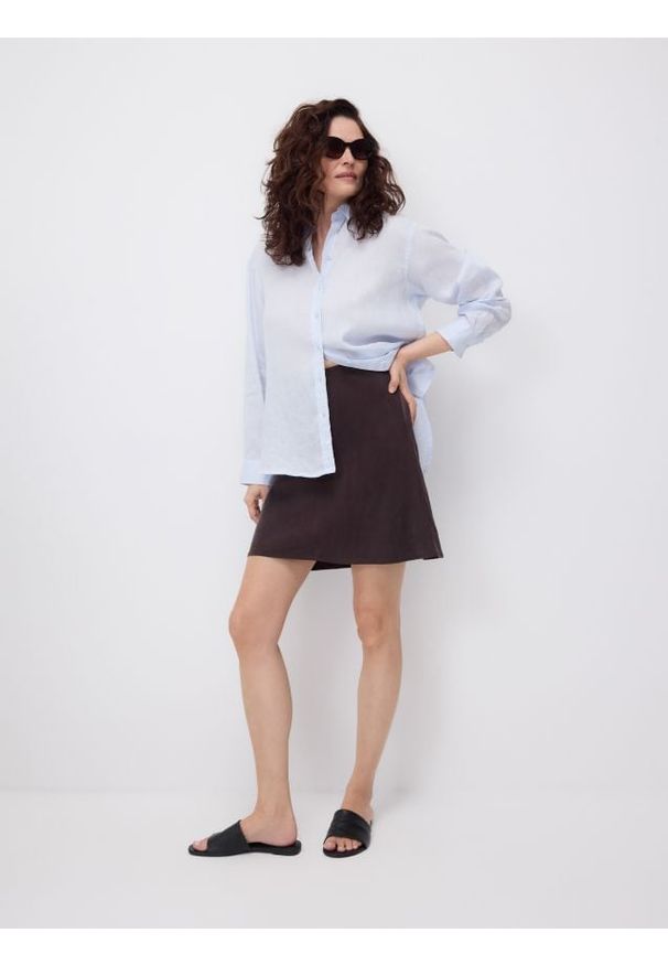 Reserved - Lniana koszula - jasnoniebieski. Kolor: niebieski. Materiał: len