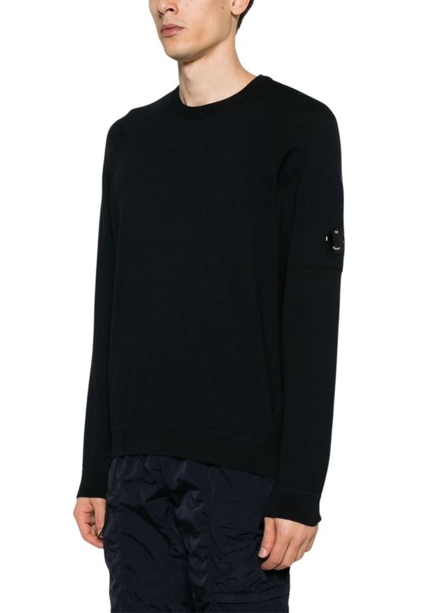 C.P. Company - C.P. COMPANY Czarny męski cienki sweter Crew Neck, Rozmiar XL. Kolor: czarny