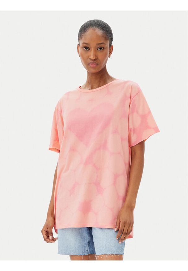 One Teaspoon T-Shirt Love Sweat 26918 Różowy Relaxed Fit. Kolor: różowy. Materiał: bawełna