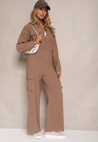 Renee - Brązowy Kombinezon w Stylu Utility Taliowany Liarael. Kolor: brązowy. Materiał: tkanina #5