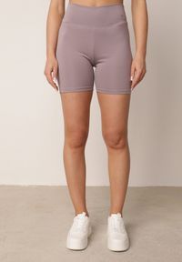 Born2be - Fioletowe Szorty Sportowe o Fasonie Kolarek Dill. Okazja: na co dzień. Kolor: fioletowy. Wzór: gładki. Styl: sportowy #5