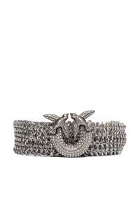 Pinko - PINKO Pasek Damski Strass Buckle Belt H2 105878 A2X8 Srebrny. Kolor: srebrny