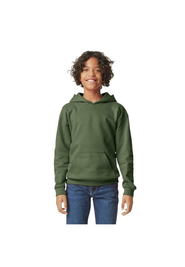 GILDAN - Bluza Dziecięca Softstyle Plain Fleece Midweight Hoodie. Kolor: zielony