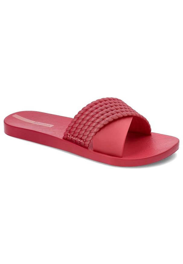 Czerwone Klapki Ipanema Modne Wodoodporne Obuwie Damskie. Okazja: na spacer, na co dzień, na plażę. Kolor: czerwony. Wzór: paski. Sezon: lato. Styl: street, casual