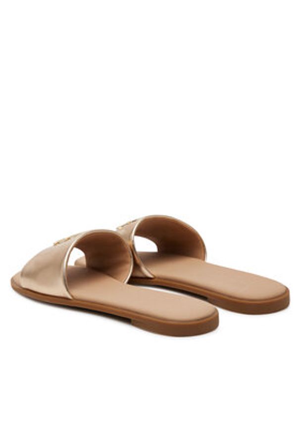 TOMMY HILFIGER - Tommy Hilfiger Klapki Th Logo Hw Metallic Leather Mule FW0FW08807 Złoty. Kolor: złoty. Materiał: skóra