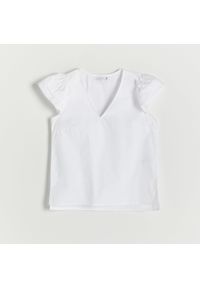 Reserved - Bawełniana bluzka - Biały. Kolor: biały. Materiał: bawełna #1