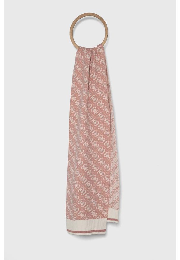 Guess szalik damski kolor różowy wzorzysty. Kolor: różowy