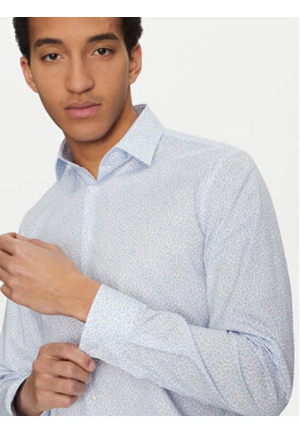 Calvin Klein Koszula K10K114314 Błękitny Slim Fit. Kolor: niebieski. Materiał: bawełna