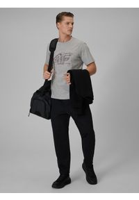 4f - 4F T-shirt regular z nadrukiem męski - szary XL. Okazja: na co dzień. Kolor: szary. Materiał: dzianina, bawełna, materiał. Wzór: nadruk. Styl: casual #2