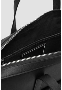 Karl Lagerfeld - KARL LAGERFELD Czarna skórzana aktówka męska z logo. Kolor: czarny. Materiał: skóra #3